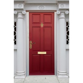 QCAA Solid Brass Door Knocker, Victorian Rope Type, 7-3/8", with 160 Degree Glass Len Door Viewer (UL Listed), Polished Brass, 1 Pack, Made in Taiwan