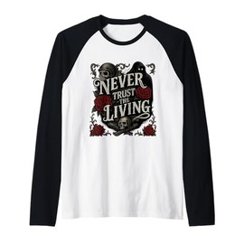 Funny Never Trust The Living Grim Reaper Motorcycle Style Raglan Baseball Tee
