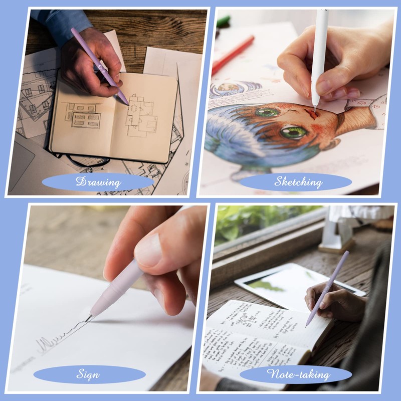 TIESOME Black Gel Pens, 6 Pack Quick Drying Ink Ballpoint