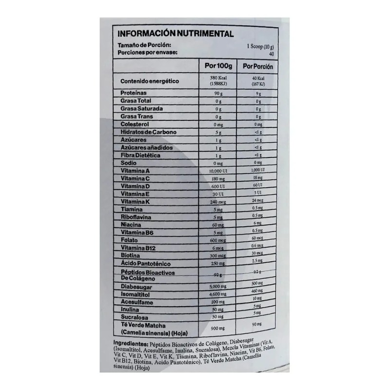 Péptidos De Colágeno Biotina 400 G Matcha G-prot
