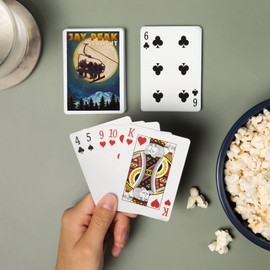 Lantern Press Jay Peak, Vermont, Ski Lift and Full Moon with Snowboarder (52 Playing Cards, Poker Size Card Deck with Jokers)