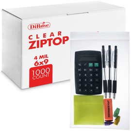 Dirose Reclosable Poly Zip Top Bags - 6" x 9" (1000 Count), 4 Mil - Resealable Plastic Bags with Zipper - Clear Bags for Snacks, Hardware, Arts & Crafts