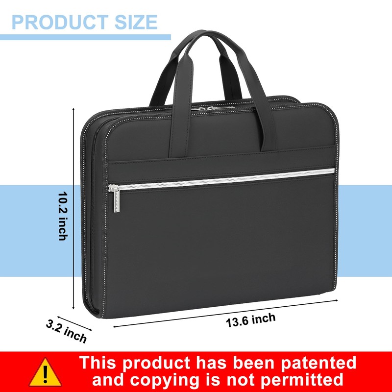 MRLUKwin PU Leather Accordion File Organizer with Handle & Strap，12