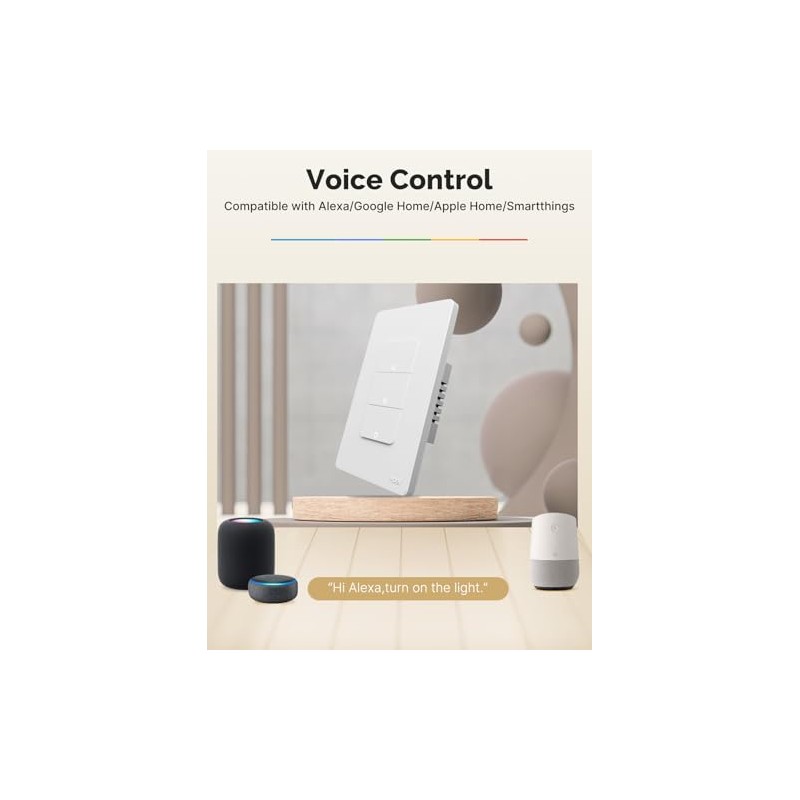 MOES Matter-WiFi Interruptor de luz de 3 botones, requiere neutro