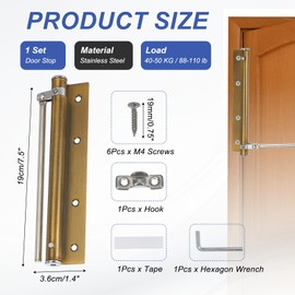 PATIKIL 7 Inch Screen and Storm Door Closer, Spring Door Stop Screen Door Latch Security Door Stopper with Adjustable Closing Speed for Home Hinge Door, Dark Gold