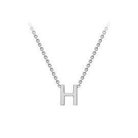 CARISSIMA Women's 9ct White Gold 4mm x 4.5mm 'H' Initial Adjustable Necklace 38cm/15'-43cm/17''