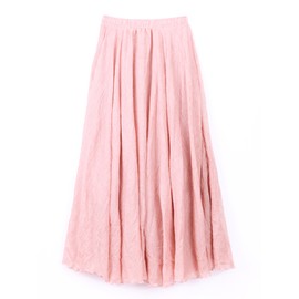 Women's Cotton Long Skirt, Double Stitched, Elasticated Waistband, Plain Colours - Full