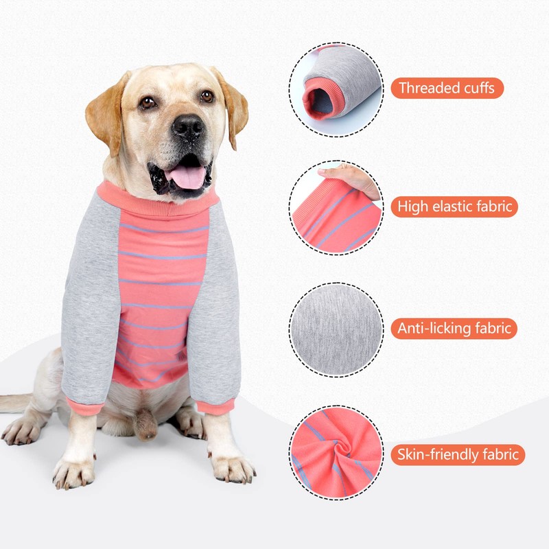 GabeFish Anti-Licking Dog & Cat Hoodie, OrangeGrey Medium, Cotton/Polyester Blend,