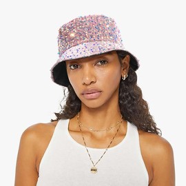 MESU Sequin Bucket Hat Shiny Bling Sun Hats Glitter for Women Men Pink