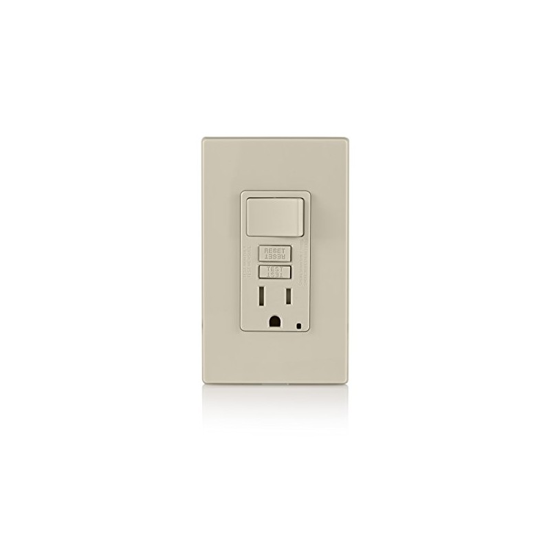 Leviton GFCI Combination Outlet with Switch, 15 Amp, Self Test,