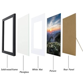 A4 Picture Frame set of 2 Wooden A4 Picture Frames A4 Photo Frames With Mount Suitable for A4, Certificate Frame or Poster Frame, Plexiglass Window for Wall Mount (2 Pack, Black)