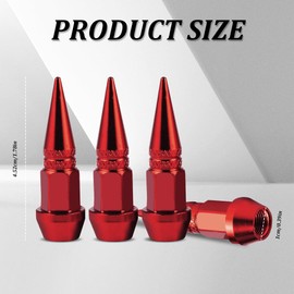 QZTYTY 4PCS 45mm Spiked Aluminum Stem Valve Caps, Tire Valve Caps, Dustproof Tire Wheel Stem Caps, Universal Tire Air Cap Car Accessories Compatible with Cars, SUVs,Trucks Bicycles (Red, 45mm)