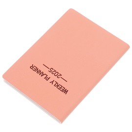 Operitacx 2025 Pocket Weekly Planner Office Supplies for Home Ideal Hardback Edition Mini Pocket Calendar Notebook Notepad Month Weekly Planner for Handbag Purse Size PU Pink