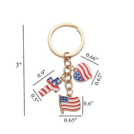 PHAETON 20PCS American Flag Patriotic Keychain, 4th of July Party Favors, Adults USA Flag Heart Souvenir Keychain Accessories Patriotic Key Chain Flag American Flag Gifts for Veterans Day Independence