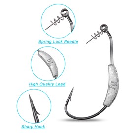 Fishing Weighted Swimbait Hooks,20pcs/Box Weighted Superline Hooks with Spring Hook Twistlock Centering Pin for Rigging Baits Worm Hooks Jig Swinbait Hook Weight 2g/2.5g/3g/5.25g/7g