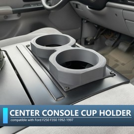 Dual Cup Holder Center Console Bottle Mount Fit for OBS Ford F250 F350 1992 1993 1994 1995 1996 1997
