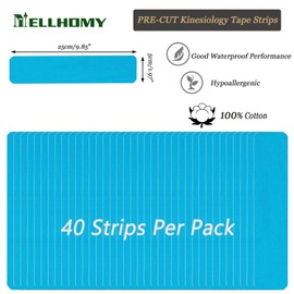 NELLHOMY Pack of 40 Kinesiotapes, Tape Sport Kinesiology Tape Precut, Waterproof & Elastic Sports Tape Physio Kinesi Tape for Knee, Shoulder and Elbow, Muscle Firming Bands, Blue + Beige