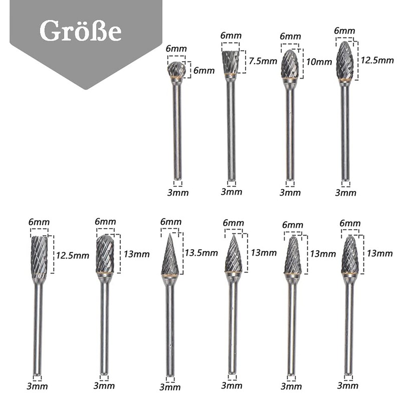 Mesee 10 Piece Carving Cutter Set, Carbide Burr Set, Rotary