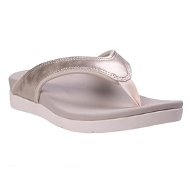 REVITALIGN Women's Shoreline Shimmer Flip-Flop, Silver, 11 Wide