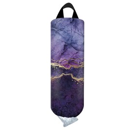 AYBELWG Plastic Bag Holder, Wall Mount Grocery Bag Organizer, Funny Hanging Trash Bag Storage Dispenser for Home Kitchen Luxuious Purple Marble