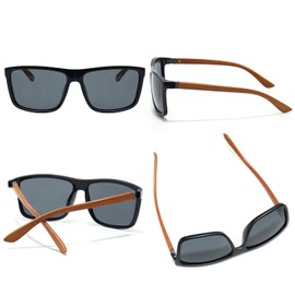 NIEEPA Unisex Cycling Polarized Sunglasses UV400 AntiUV Protection Rectangular Lens For Driving Running Surfing Skiing Fishing Sports Wayfarer Outdoor Shades Sporting Glasses(Grey Lens/ImitWood Frame