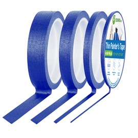 EDSRDRUS Thin Painters Tape 1/8, 1/4, 1/2，3/4，1 inch Width 40 Yard Painter Tape Paint Tape Masking Tape, for DIY, Crafts and Art Paint Big Projects (Blue, 1/8"+1/4"+1/2"+3/4" X 4 Rolls)