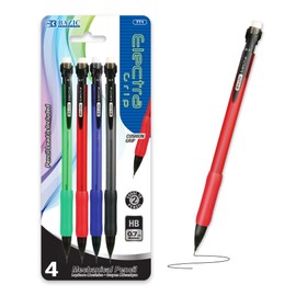 BAZIC Products Mechanical Pencil 0.7mm Electra Soft Grip, Smooth Writing Pencils Lead, Latex Free Eraser, for Drafting Drawing Sketching (4/Pack), 144-Packs