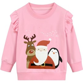 TBBCWWQY Little Girls Toddler Christmas Sweatshirts Kids Xmas Dinosaur Pullover Shirts Santa Crewneck Tops Tees 7-8 Years