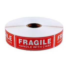 EPS Fragile - Handle with Care Shipping Stickers, 1"x3", 1000 Per Roll (1 Roll)