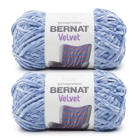 Bernat Velvet Smokey Blue Yarn - 2 Packs of 300g - Polyester - 5 Bulky - 300 Metres - Knitting/Crochet