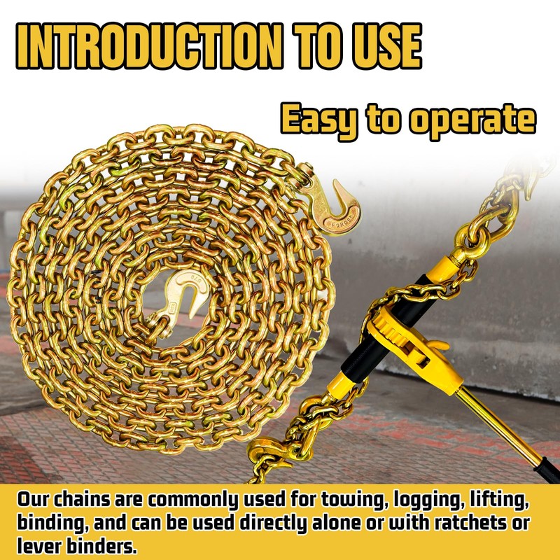 3/8" Tow Chain - G80 Trailer Safety Chain with G70