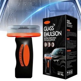 Glass Oil Film Remover for Car, Automotive Glass Cleaner with Cleaning Board,Removes Oil Film & Smudges, Improve Windshield Clarity for Safe Driving(1pcs)