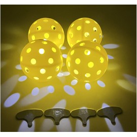 SZPENGC LED Light up Pickleball Balls, Glow in The Dark PickleBalls Balls, 4 Pack Pickleball-Balls Meet USAPA Requirement, 40 Holes Yellow PickleBalls Balls, Durable in/Outdoor Pickle Ball