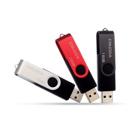 USB Stick Enuoda Rotate Metal Multi-Coloured High Speed USB 2.0 Flash Drive Pack (Silver, Red, Black) 3 x 16 GB 3 pcs