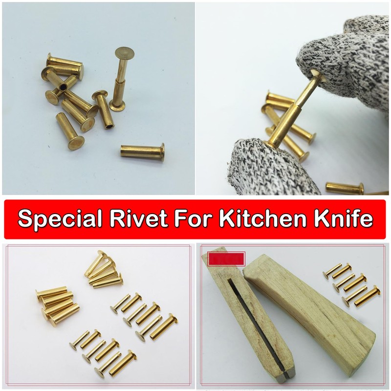 9 Sets Kitchen Knife Handle Rivet Screw Brass 5/16" x