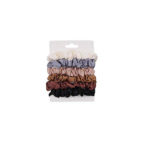 Shuiniba Silk Hair Scrunchies, Small Silk Scrunchy Skinny Hair Ties Bows,Elastics Hair Bands, Soft Scrunchy Hair Tie Ropes Ponytail Holder for Women Girls Hair Accessories 6 Pack(Assorted Colors)
