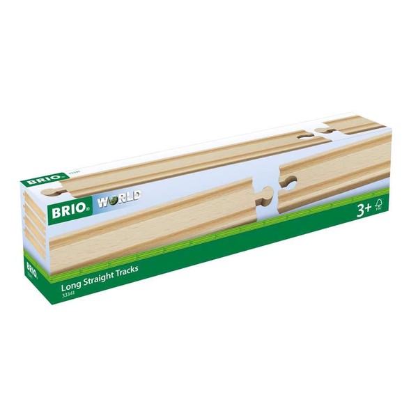 BRIO World - 33341 Long Straight Tracks | 4 Piece Wooden Train Tracks for Kids Ages 3 and Up