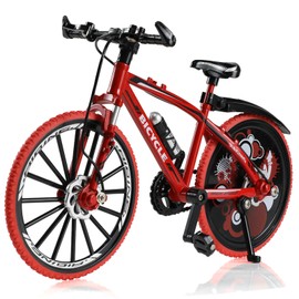 Risopen 1:8 Scale Die-Cast Metal Mini Road Bike Bicycle Model Toy Finger BMX Toy Desktop Decoration Craft for Cycling Lovers (Red)
