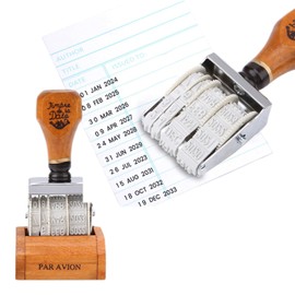 Wooden Date Stamp Day Month Year Date, 12-Year Date Custom Roller Office Stamp with Wooden Handle & Base, for DIY Craft Card Making Planner Scrapbooking, 2022-2033