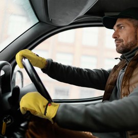 HANDLANDY Winter Leather Work Gloves, Fleece Lined Thermal Gardening Gloves Heavy Duty Thorn Proof Garden Gloves Cold Working Drivers Gloves for Men & Women, XL