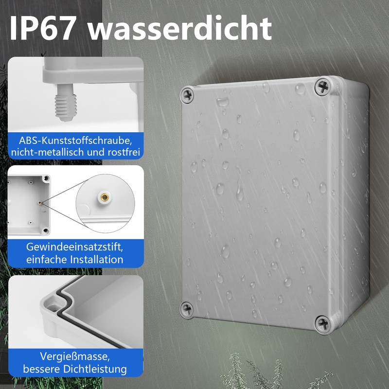 LeMotech IP67 Waterproof Junction Box, ABS Plastic Electrical Box, Dustproof