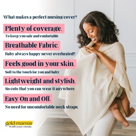 Breathable Nursing Cover Up for Breastfeeding - Privacy Nursing Covers - Newborn Essentials Must Haves - Improved Ponchy by Gold Mamas - Sand