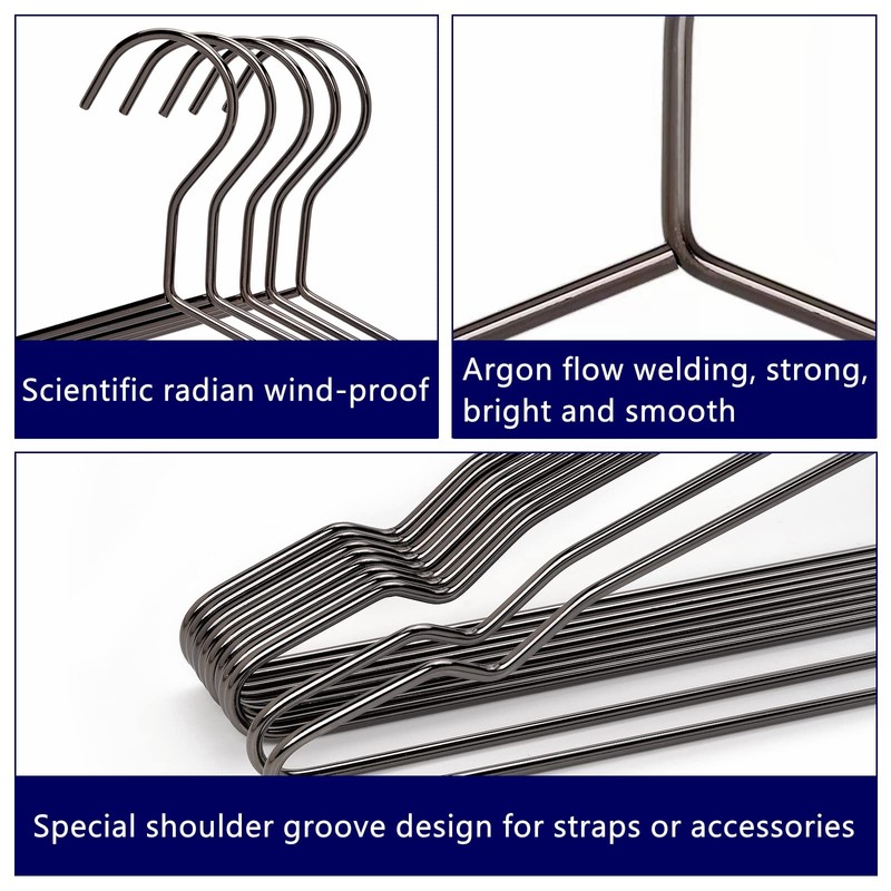 Amber Home 30 Pack 17" Strong Black Metal Wire Clothes
