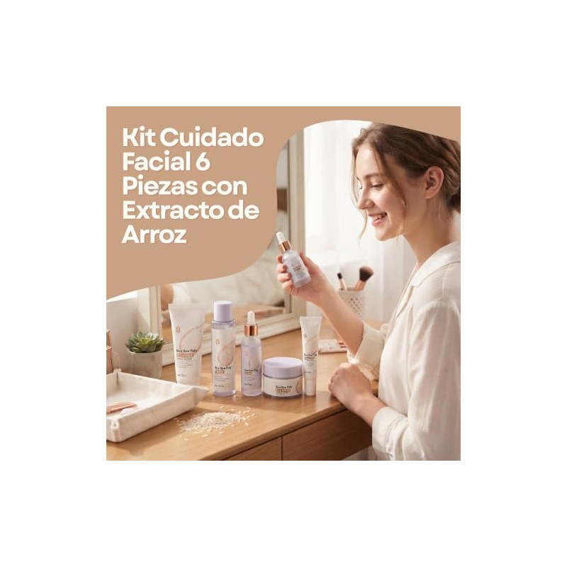 Kit Piezas Cuidado Facial Serum Locion Tónico Crema Contorno Ojos