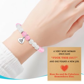 Dabihu Funny New Job Gifts Bracelets with Gift Cards Colleague Leaving Going Away Gifts for Coworkers Colleague Funny Farewell Goodbye Jewelry Beaded Bracelets for Women Job Promotion Retirement Gift