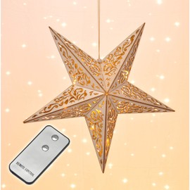 Wooden Star with Remote Control 40 cm LED Illuminated Star Christmas Window Decoration