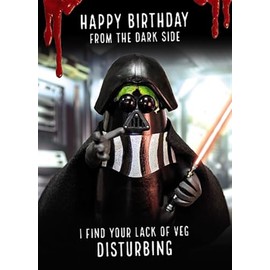 Violent Veg Funny Humourous Quirky Blank Greeting Card For Birthday or Any Occasion (The Darkside)