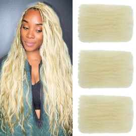 Afro Kinky Curly Braiding Hair for Dreadlock Extensions Repair Locs 3 Packs Synthetic Afro Kinkys Bulk Hair Bundles Micro Spring Afro Twist Hair Bulk for Mini Twist Hair (613#, 16 Inch)
