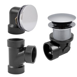 Westbrass Illusionary Overflow, Sch. 40 ABS Plumbers Pack with Tip-Toe Bath Drain, Polished Chrome, D593AHRK-26