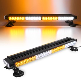 CUMART 26.5" 54 LED Automotive Rooftop Beacon Light Bar Double Side Emergency Warning Flash Strobe Snow Plow Light Traffic Advisor with Magnetic Base For Tow Work Truck Pickup Amber White